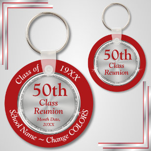 Red, White, Silver Custom, Class Reunion Souvenirs Keychain