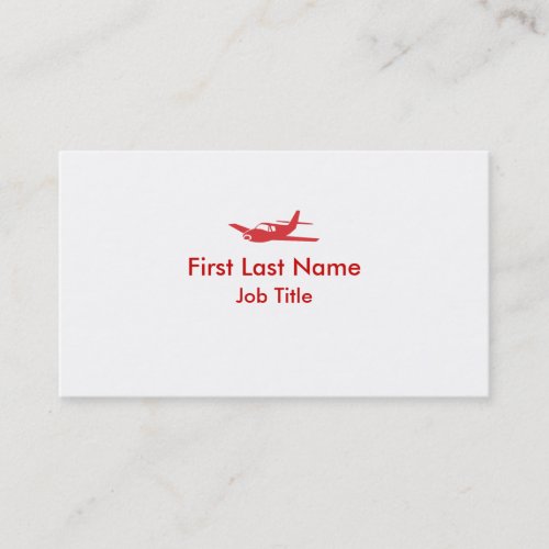 Red white simple airplane custom business cards