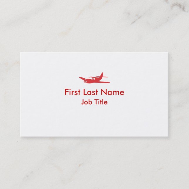 Red white simple airplane custom business cards (Front)