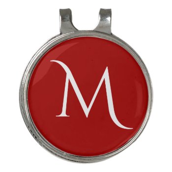 Red White Simple Elegant Monogrammed Golf Hat Clip by TheHopefulRomantic at Zazzle