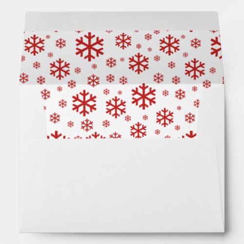 Red white simple elegant snowflakes patterned envelope
