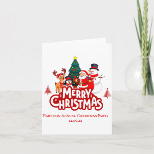 Red White Simple Merry Christmas Card