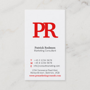 Red & white simple portrait business card