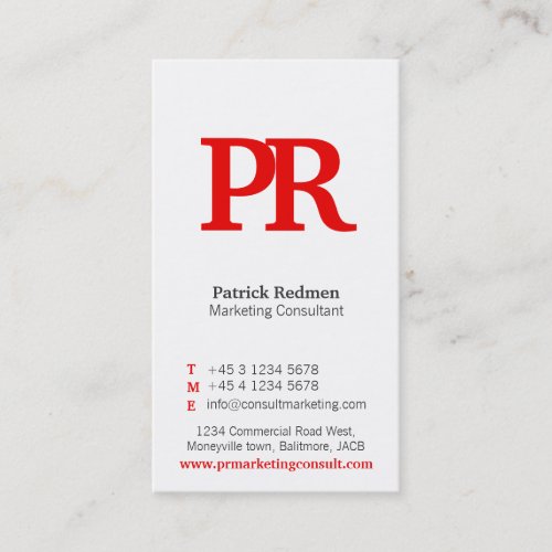 Red  white simple portrait business card
