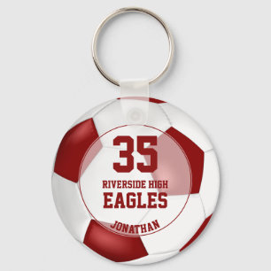red white simple soccer ball boys' team spirit keychain