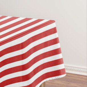 Red/White Simple Stripes Pattern Holiday Tablecloth