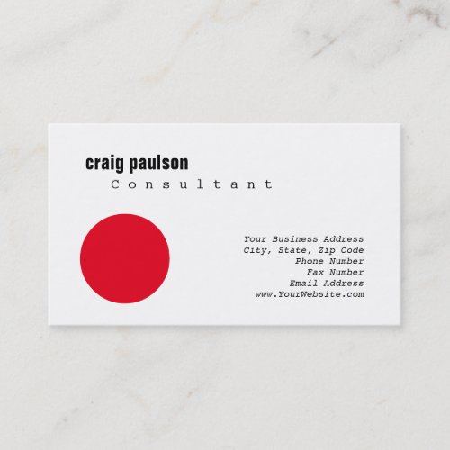 Red White Simple Trendy Cute Plain Consultant Business Card