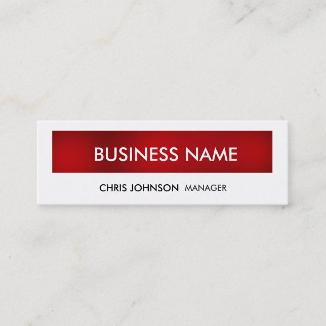 Red White Skinny Trendy Modern Business Card (Front)