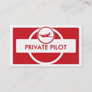 Red white small plane pilot business cards