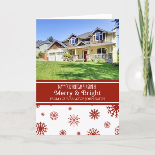 Red White Snow Rapporteur Merry  Bright Photo Car Holiday Card