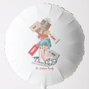 Red White Snow Winter Sleigh Family Christma Balloon