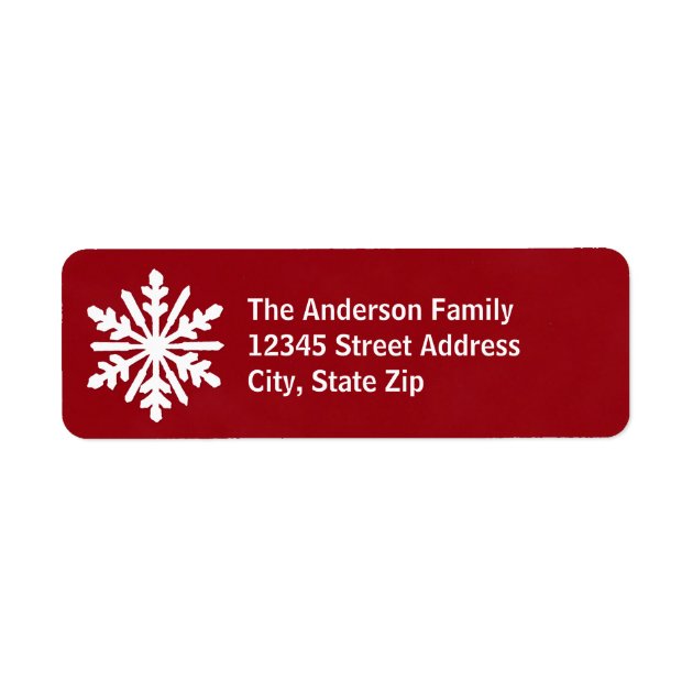 Red & White Snowflake - Address Label