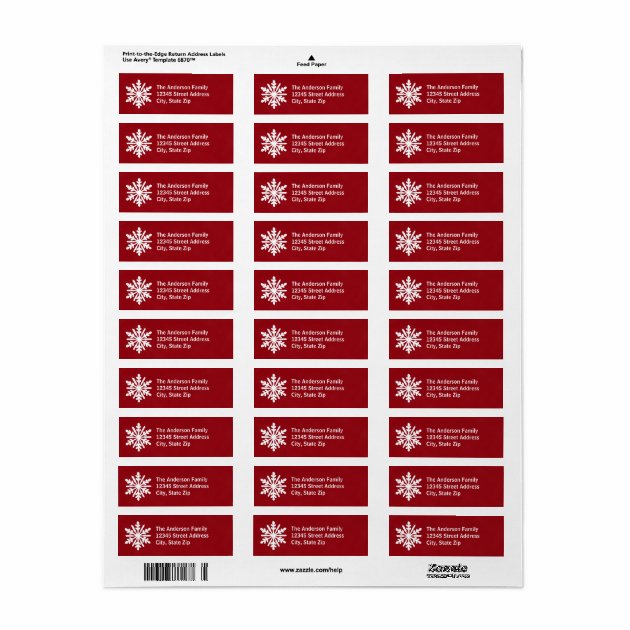 Red & White Snowflake - Address Label