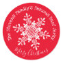 Red White Snowflake Beef Jerky Classic Round Sticker