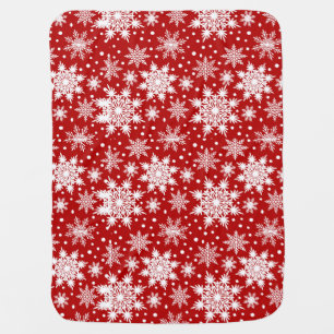 Red & White Snowflake Christmas Classic Pattern Baby Blanket