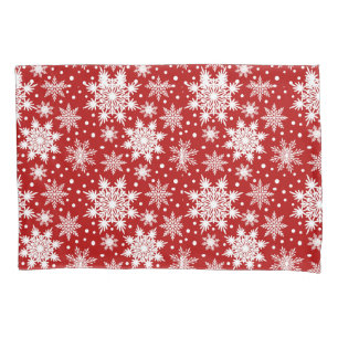 Red & White Snowflake Christmas Classic Pattern Pillow Case