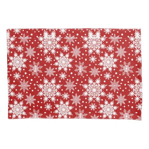 Red  White Snowflake Christmas Classic Pattern Pillow Case