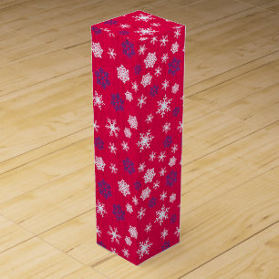 Red White Snowflake Christmas Pattern Wine Box