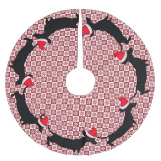 Red & White Snowflake Dachshunds Tree Skirt