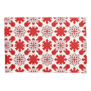 ❄️ Red White Snowflake Holiday Bedroom Decor 🎄 Pillow Case