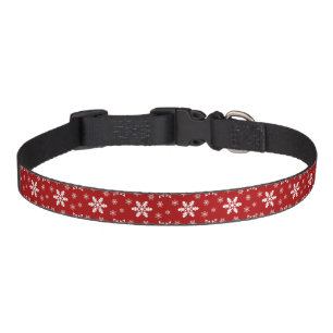 Red White Snowflake Pattern Holiday Christmas  Pet Collar