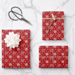 Red White Snowflake Pattern Holiday Christmas  Wrapping Paper Sheets<br><div class="desc">Red and white snowflake Holiday Christmas wrapping paper sheets,  3 pack.</div>