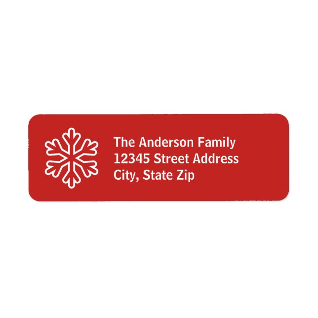 Red & White Snowflake - Return Address Label (Front)