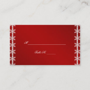 Red White Snowflake Winter Wedding Place Cards