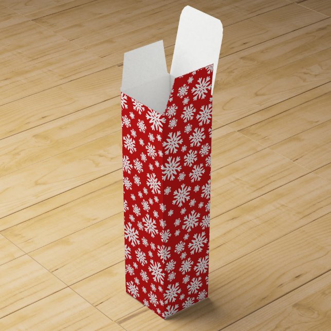 Red White Snowflakes Christmas Holiday  Wine Box (Opened)
