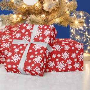 Red White Snowflakes Christmas Holiday Wrapping P Wrapping Paper