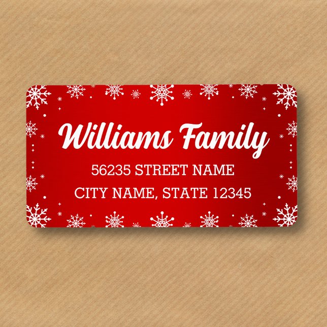 red white snowflakes christmas retro address label (Creator Uploaded)
