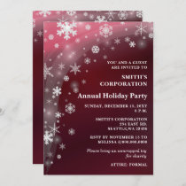 Red White Snowflakes Corporate Holiday Party   Invitation