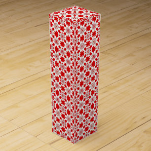 🎄 Red White Snowflakes Festive Pattern Winter🍷🎄 Wine Box