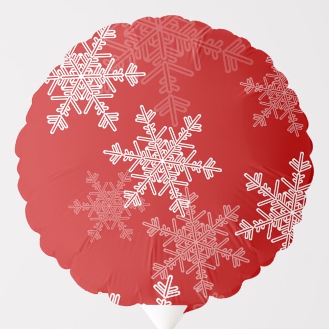 Red White Snowflakes Minimalist Christmas Balloon (Front)