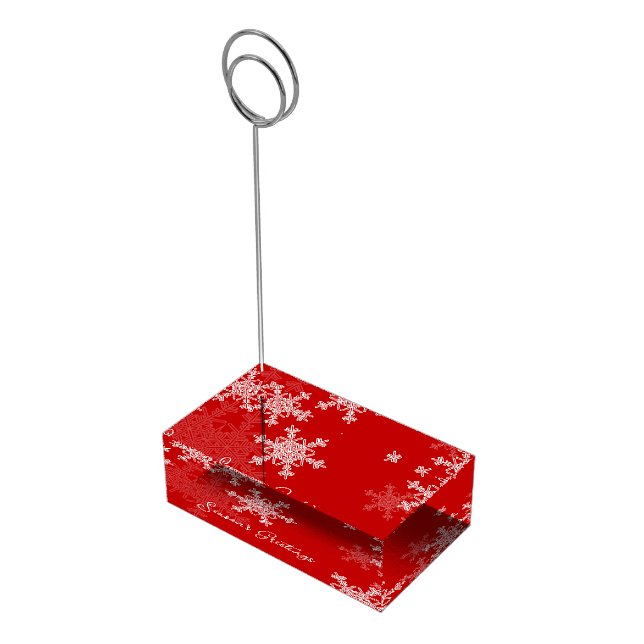 Red White Snowflakes Minimalist Christmas Place Card Holder (Corner)