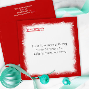 Red White Snowflakes Red Company Logo Addressed Envelope