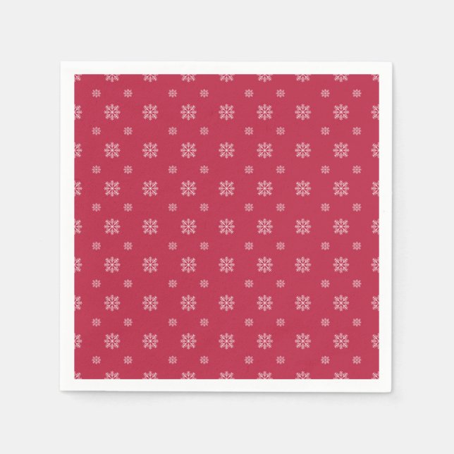 Red & White Snowflakes Simple Modern Christmas  Napkins (Front)