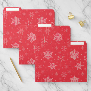 Red White Snowflakes Winter Season Christmas Vibes File Folder