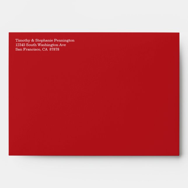 Red + white snowflakes winter wedding envelope (Front)