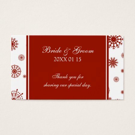 Red White Snowflakes Winter Wedding Favor Tags
