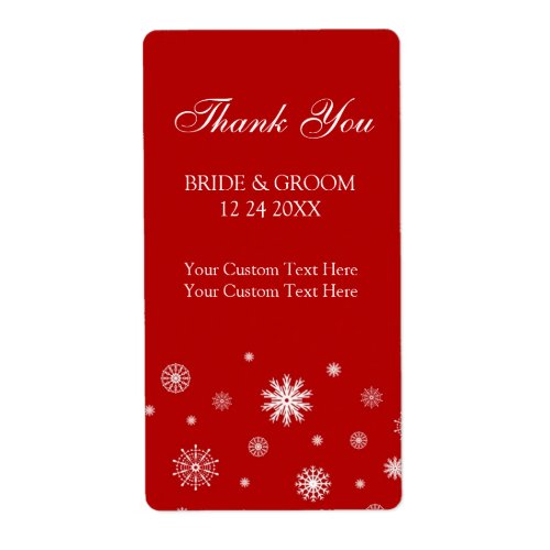 Red White Snowflakes Winter Wedding Labels