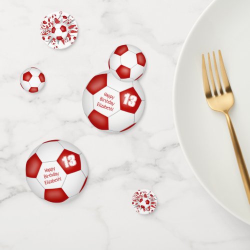 Red white soccer ball blowout birthday party confetti