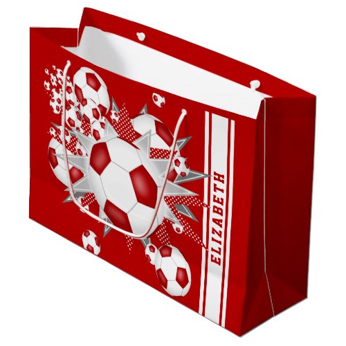 red white soccer ball blowout personalized large gift bag
