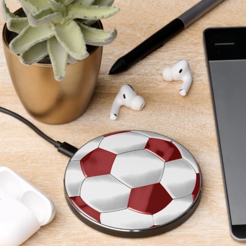 Red White Soccer Ball Futbol Wireless Charger