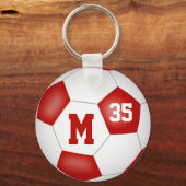 red white soccer ball goal girls' team spirit keychain (Back)