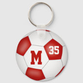 red white soccer ball goal girls' team spirit keychain (Back)