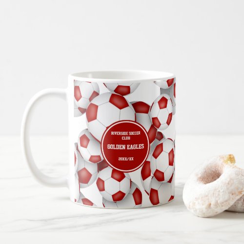 Red white soccer team colors gift for coach  coffee mug