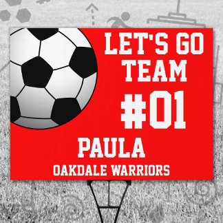 Red White Soccer Team Sign