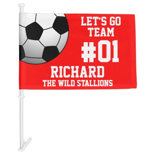 Red White Soccer Team Spirit Car Flag