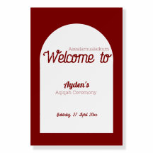 Red White Solid Color, Baby Shower Welcome Sign